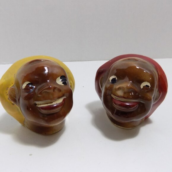 Rare Vintage Black Americana Bakers Cooks Chefs Farmers Salt and Pepper Shakers - Picture 1 of 7